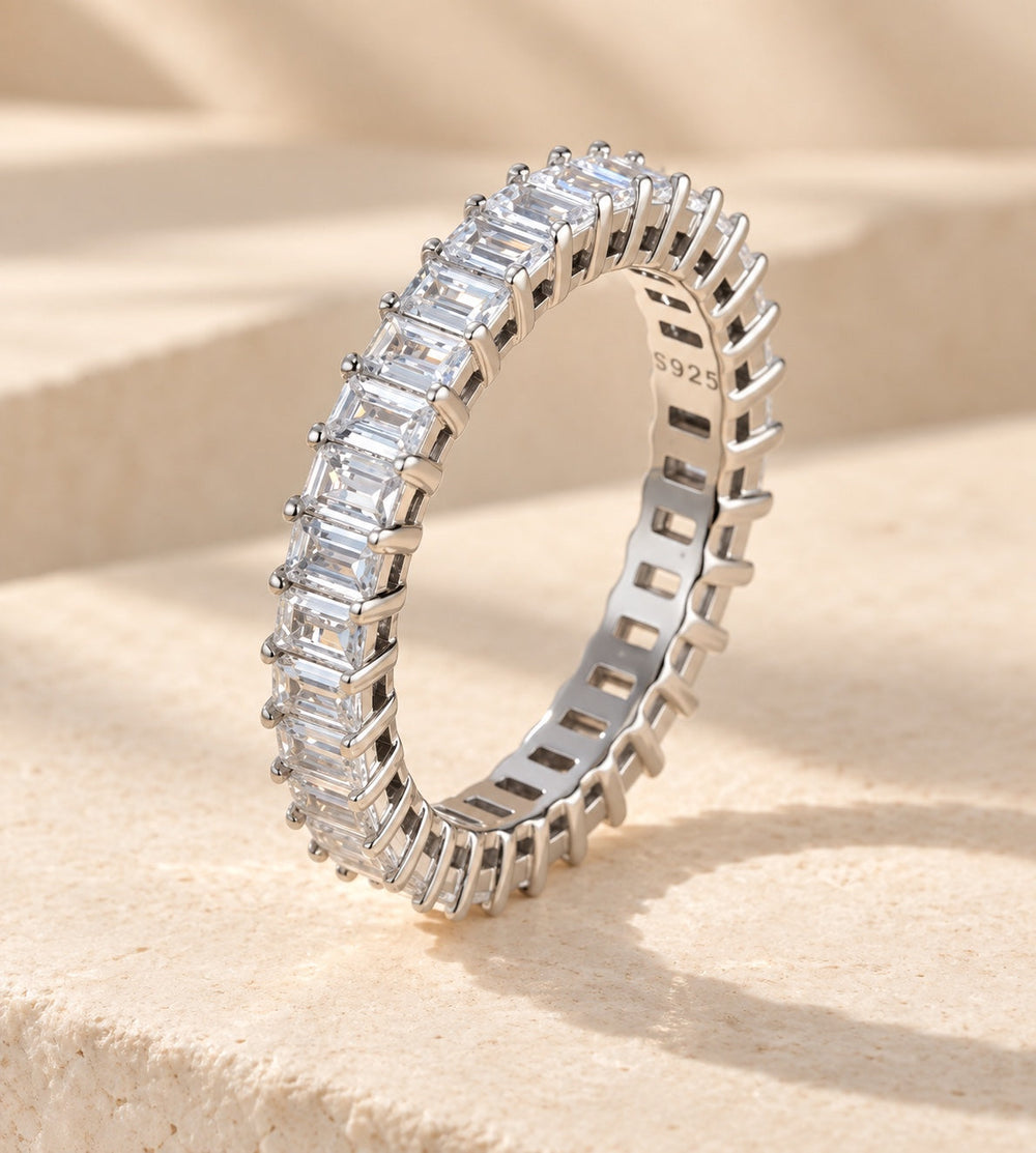 The Isadora Ring — emerald-cut eternity band