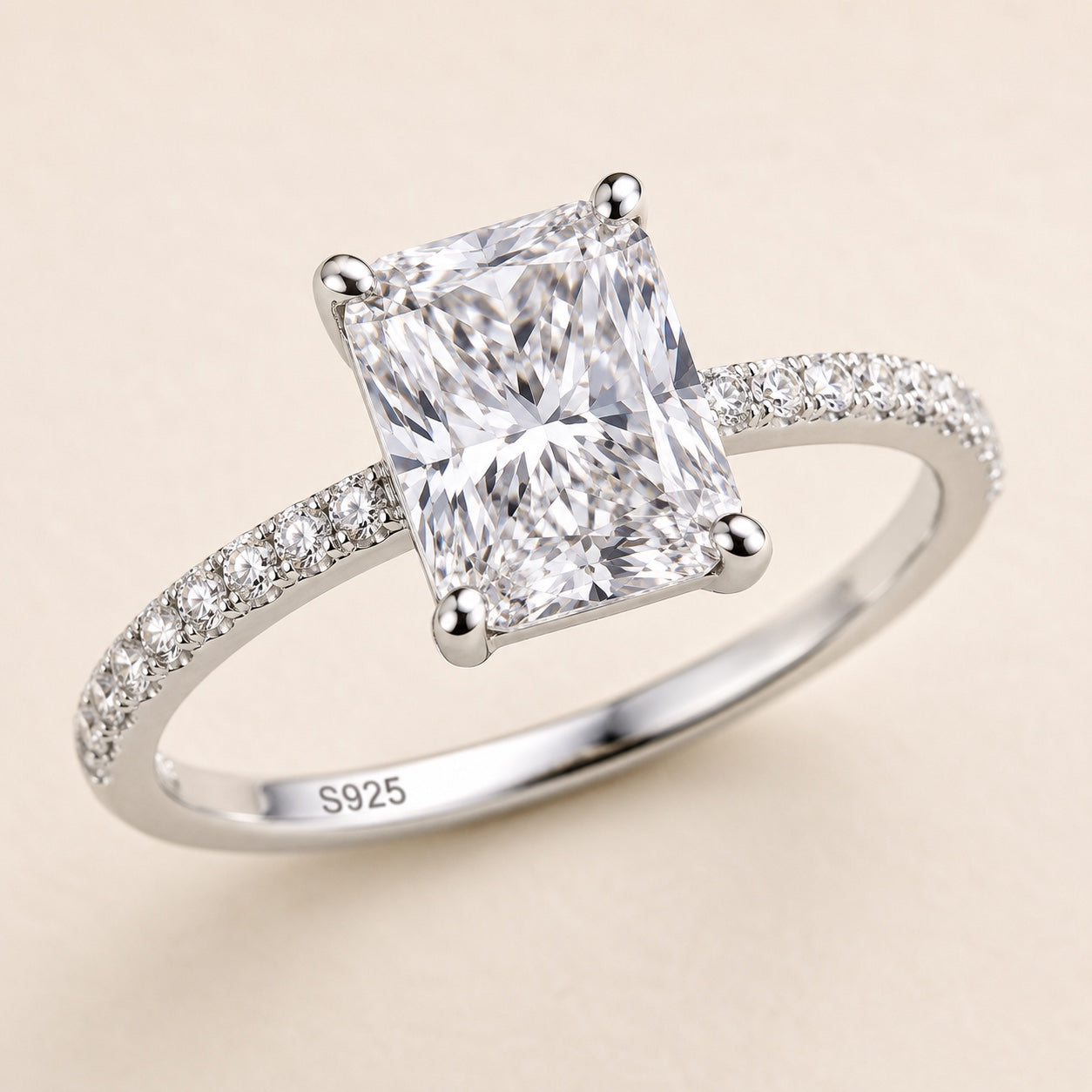 The Vivienne Ring — Radiant-style moissanite ring in S925 sterling silver — image 2